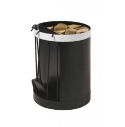 MAGNUM rangement à bois et serviteur de cheminée 2 en 1 Noir et Blanc