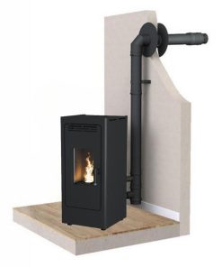 PACK Poêle à granulés silencieux étanche fonte BR9 + Kit ventouse Dinak